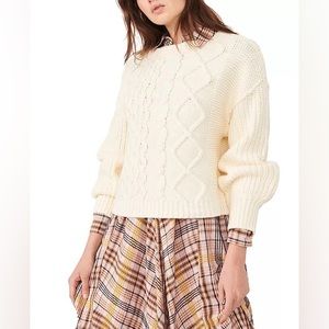 Free People Dream Cable-Knit Sweater (Cream, size XS)